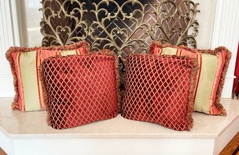 Luxe Accent Pillows In Red Patterns