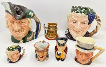 Vintage Toby Mugs By Royal Doulton, Staffordshire & Others  (7 Pieces)