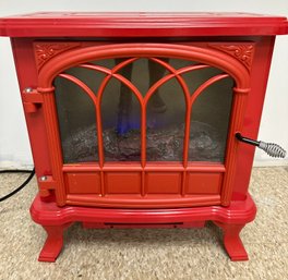Red Enamel DURAFLAME Faux Electric Wood Stove With Heat!