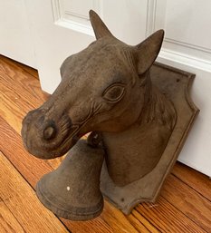 Antique Cast Iron Horse Head With Bell