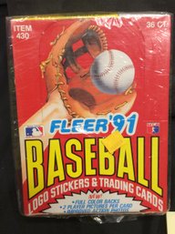 1991 Fleer Baseball Sealed Wax Box - M