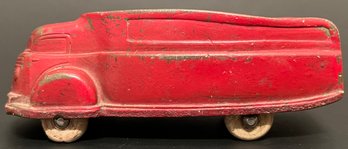 Vintage Sun Rubber Co Toy - Hard Rubber Red Truck - 4 5/8 X 1.75 X 1 1/2 H - Art Deco Style - Barberton Ohio