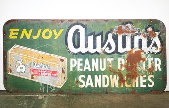 A Vintage Austin's Peanut Butter Sandwich Advertising Sign - AS IS