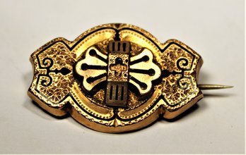 Victorian Gold Filled Pinchbeck Enamel Pin 1860s