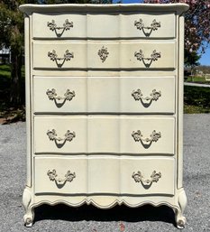 A Vintage Painted Wood French Provincial Chest Of Drawers By White Fine Furniture, C. 1940's