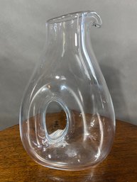 Skruf Sweden Signed Hand Crafted Glass Pitcher 10in No Chips