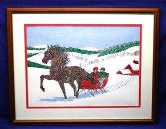 Framed, Pencil Signed And Numbered 59/175 Morgan Sleigh Ride Serigraph By Helen Dillon