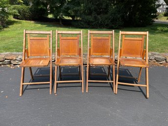 Four Vintage Wooden Folding Chairs