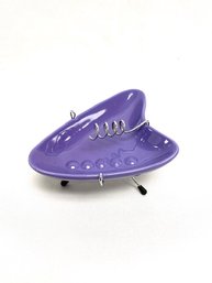 Contemporary Atomic Purple Ashtray W/ Silvertone Stand