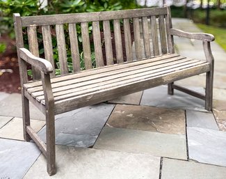 A Vintage Weathered Teak Garden Bench