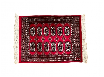 Red Hand Knotted Bokhara Rug