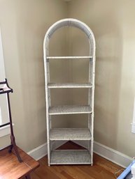 Tall White Wicker Arched Shelf Unit