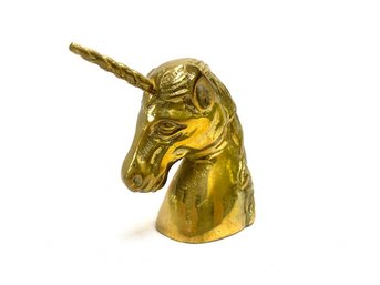 Vintage Brass Unicorn Paperweight By Aldon
