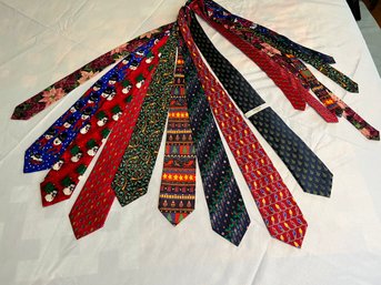 Nine Christmas Themed Ties