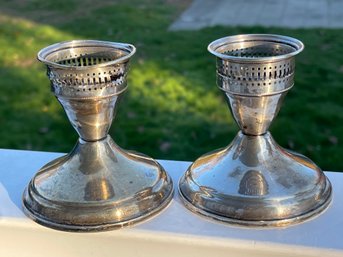 2 Vintage Duchin Creations Sterling Silver Candle Holders Weighted Candlesticks (read Description)