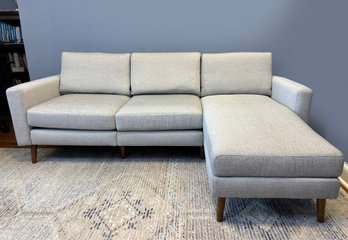 A Modern Sectional In Grey Linen With Sleeper Accessories, Possibly Room & Board