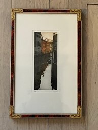 Signed Cadore Etching Depicting Venice Canal - 1998 BAC Art Studio