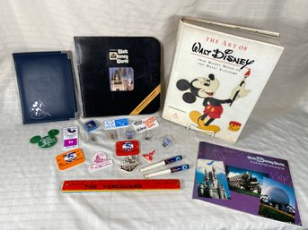 Vintage Walt Disney Collection: The Art Of Walt Disney Book, Pins , Mickey Mouse Notepad Cover,