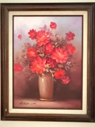 Framed Floral Still Life Oil Painting - Robert  Cox