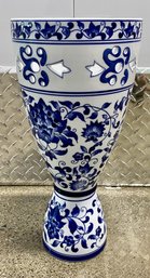 Vintage Chinoiserie Blue And White Vase