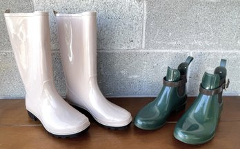 Marc Fisher Dark Green Ankle Rain Boot & Billito Tall Blush Rain Boot- US Size 8