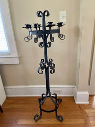 Vintage Gothic Black Wrought Iron Floor Candelabra