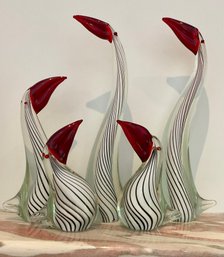 Set Of 5 Murano Style Pelicans