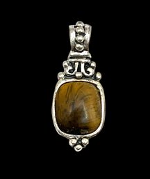 Vintage Sterling Silver Brown Agate Stone Pendant