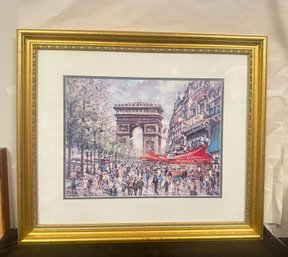 Very Nice Paris Elysees By Chardon Print In A Wooden Framed Signed By The Artist. BS/WA-C