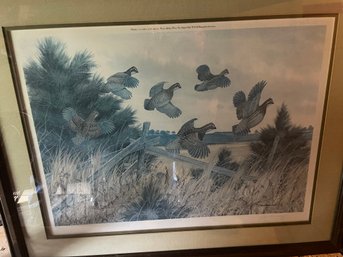 Large 1980s Framed Signed Print 52/800 Tom Hennessy 1937-2018 Maine Wildlife Artist