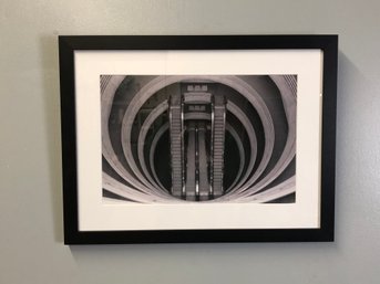 BW Photo Of Escalator In Frame