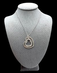 Sterling Silver Chain With Three Open Hearts With Clear Stones Pendant