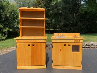 Adorable Artisan Made Pine Play Kitchen Set