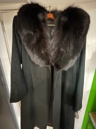 Beautiful Saks Fifth Ave Regency Women's Wool Coat With Genuine Brown Fox Collar- No Size Tag- Appears To Be S