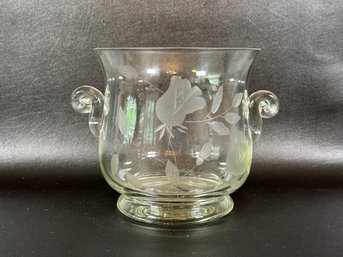 A Vintage Ice Bucket In Etched Glass