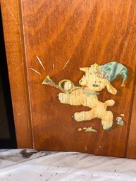 1940-50s Antique Baby / Doll All-wood Crib Lamb Decal