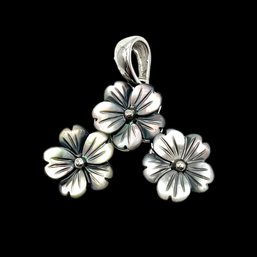 Sterling Silver Three Flowers Pendant