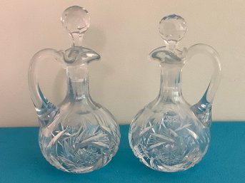 PAIR OF CUT GLASS CRYSTAL DECANTERS
