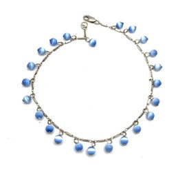 Vintage Sterling Silver Blue Hue Beaded Bracelet