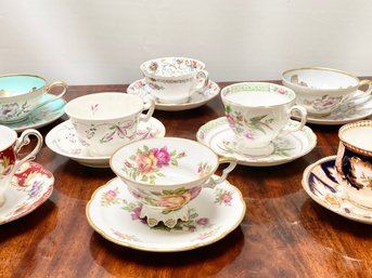 Set Of 8 - Vintage Porcelain Teacups/Saucers - Some Rare