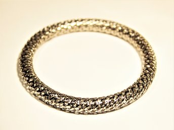 Fine Italian Rounded Mesh Style Bangle Bracelet In Sterling Silver