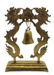 Vintage Chinese Double Dragon Brass Bell