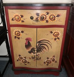 Awesome Rooster And Sunflower Wood Cabinet (A)