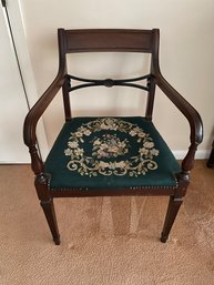 Antique Side Chair With Embroidered Seat.