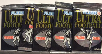 (5) 1991 Fleer Ultra Football Sealed Packs - M