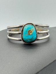 Old Pawn Navajo Sterling Silver Turquoise Cuff Bracelet