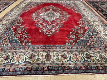 Sarouk Hand Knotted Pesian Rug, 10 Feet 6 Inch By 13 Feet 8 Inch