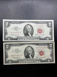 2 Red Seal $2 Bills 1963, 1963-A