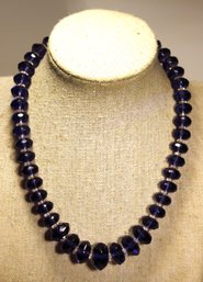 Antique Cut Amethyst Glass Graduated Beaded Necklace