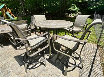 Hampton Bay Bar Height Table With Stone Top And Four Chairs